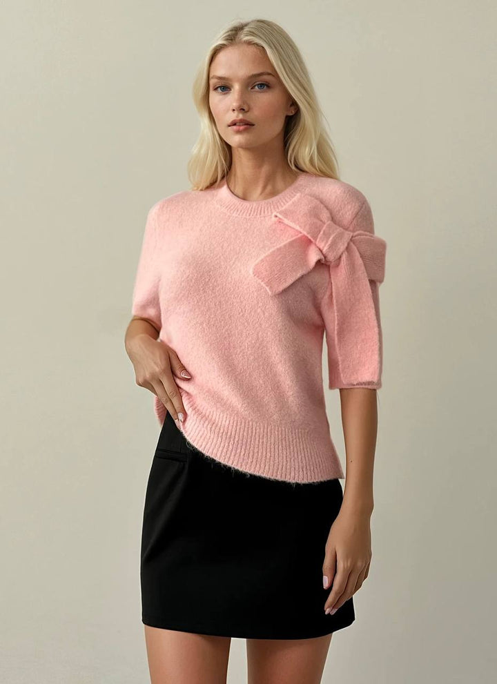 3D Bow Appliqué Knit Top